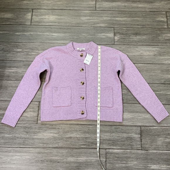 Madewell Lilac Purple Button-Up Cardigan Sweater Shrunken Fit Pockets NWT XXS - Picture 4 of 15